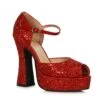 Women's Red Glitter Open Toe Platform Heeled Shoes