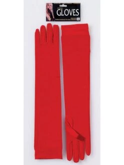 Women's Red Long Nylon Gloves