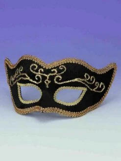 Black Half Mask With Gold Trim