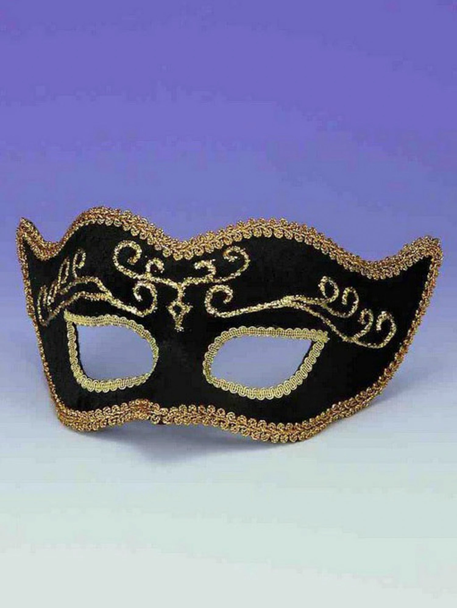 Black Half Mask With Gold Trim 1 Black Half Mask With Gold Trim