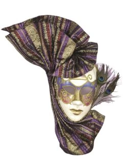 Adult Venetian Mask W/Pecock Feather