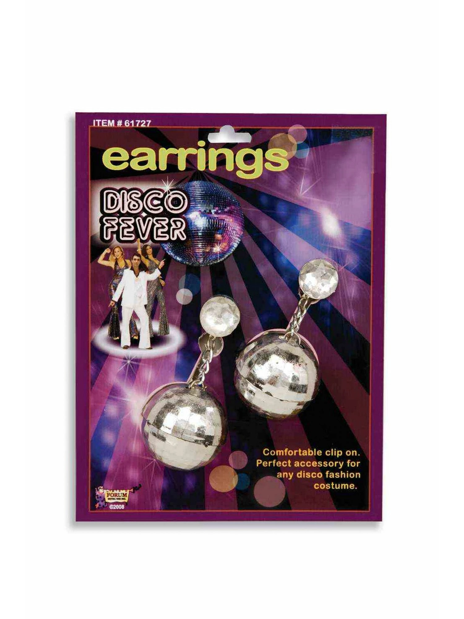 Adult Silver Clip-on Disco Ball Earrings 1 Adult Silver Clip-on Disco Ball Earrings