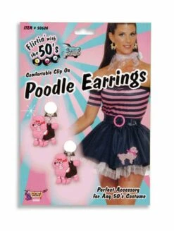 Adult Pink Clip-on 1950's Poodle Dog Earrings