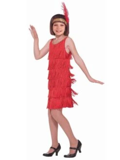 Girls' Red Fringe Flapper Dress And Headband