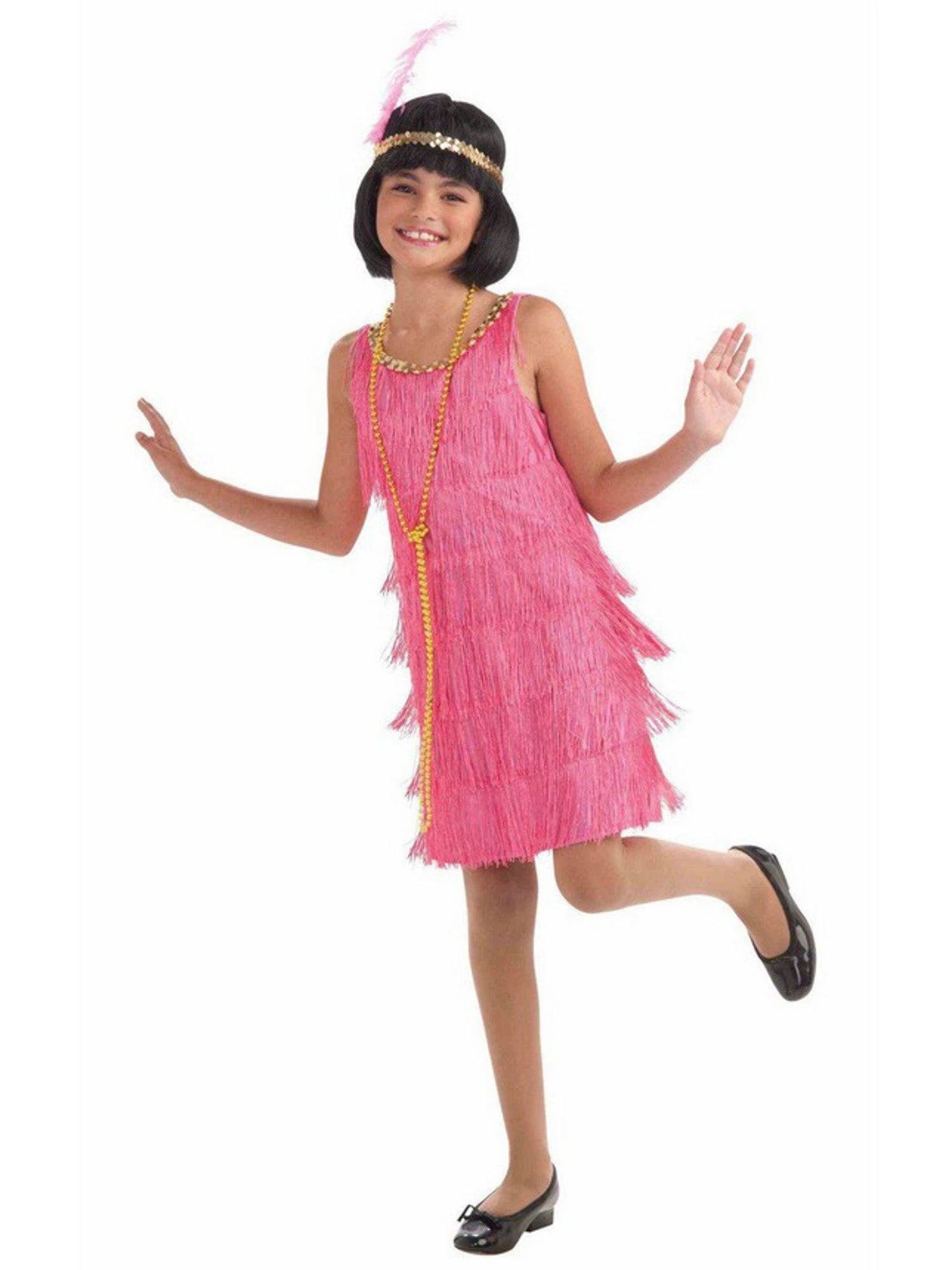 Girls' Black Fringe Flapper Dress And Headband 1 Girls' Black Fringe Flapper Dress And Headband
