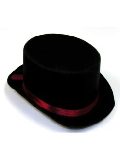 Adult Black Classic Top Hat With Red Trim