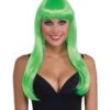 Adult Long Neon Green Wig With Bangs