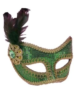 Embellished Green Sequin Masquerade Mask