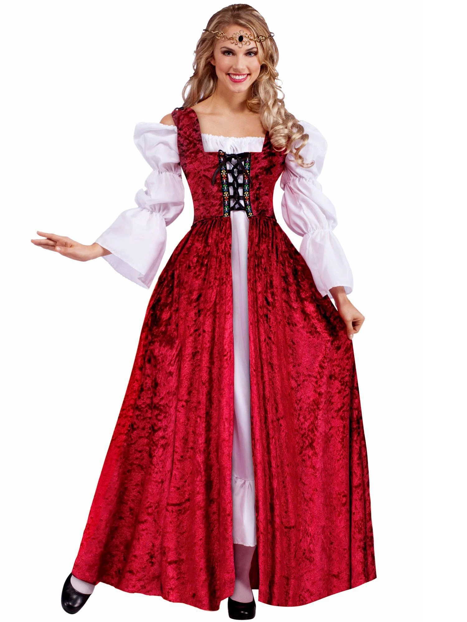 Womens Medieval Lady Lace Up Over Gown Adult Costume 1 Womens Medieval Lady Lace Up Over Gown Adult Costume