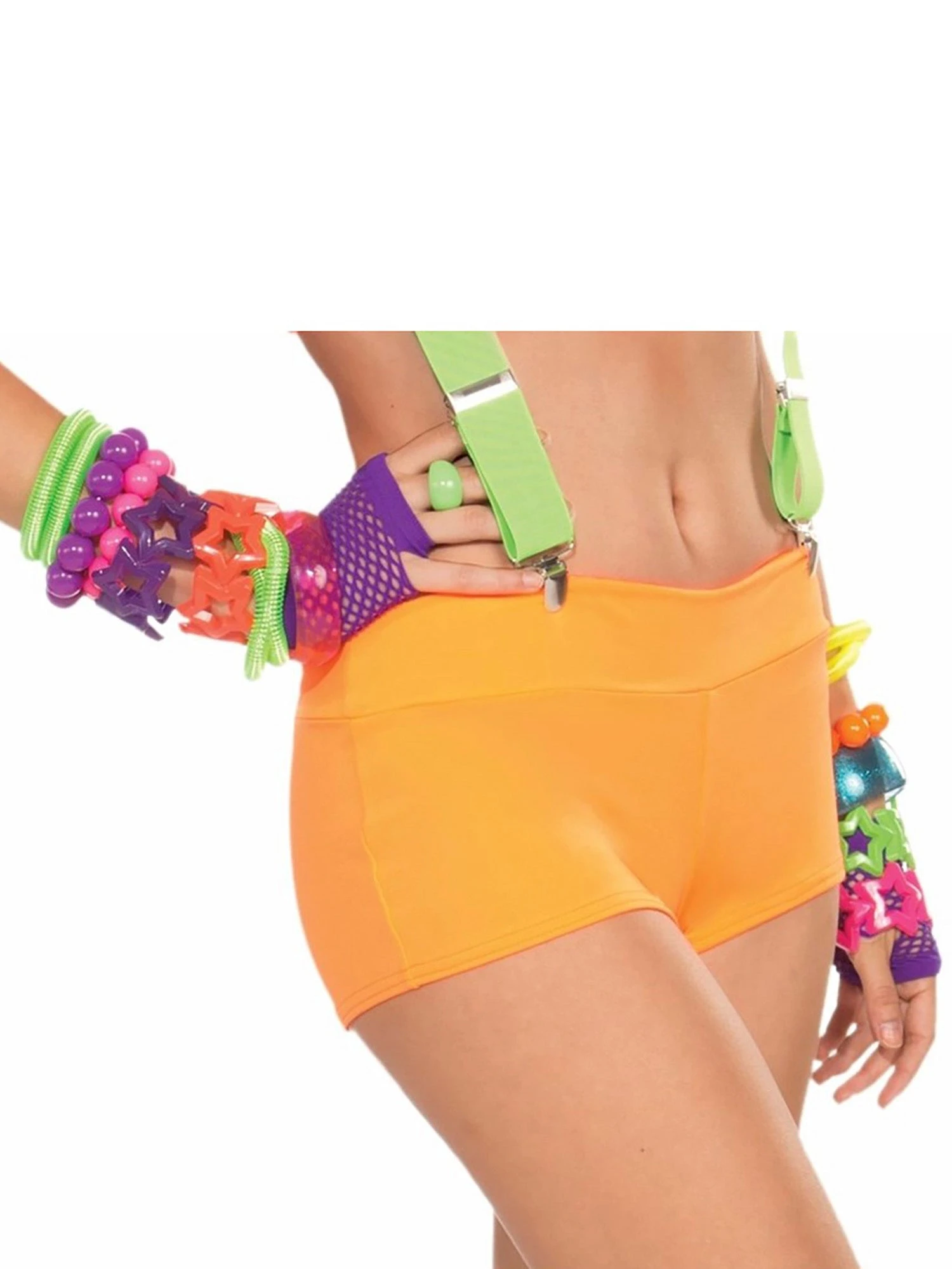Adult Orange Neon Solid Booty Shorts Accessory 1 Adult Orange Neon Solid Booty Shorts Accessory
