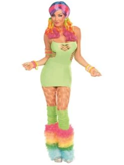 Women's Neon Green Fishnet Dress