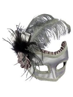 Feathered Silver Masquerade Mask