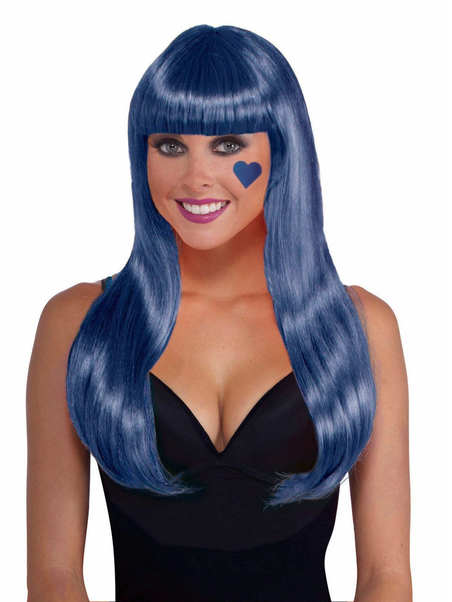 Women's Long Neon Blue Wig 1 Women's Long Neon Blue Wig
