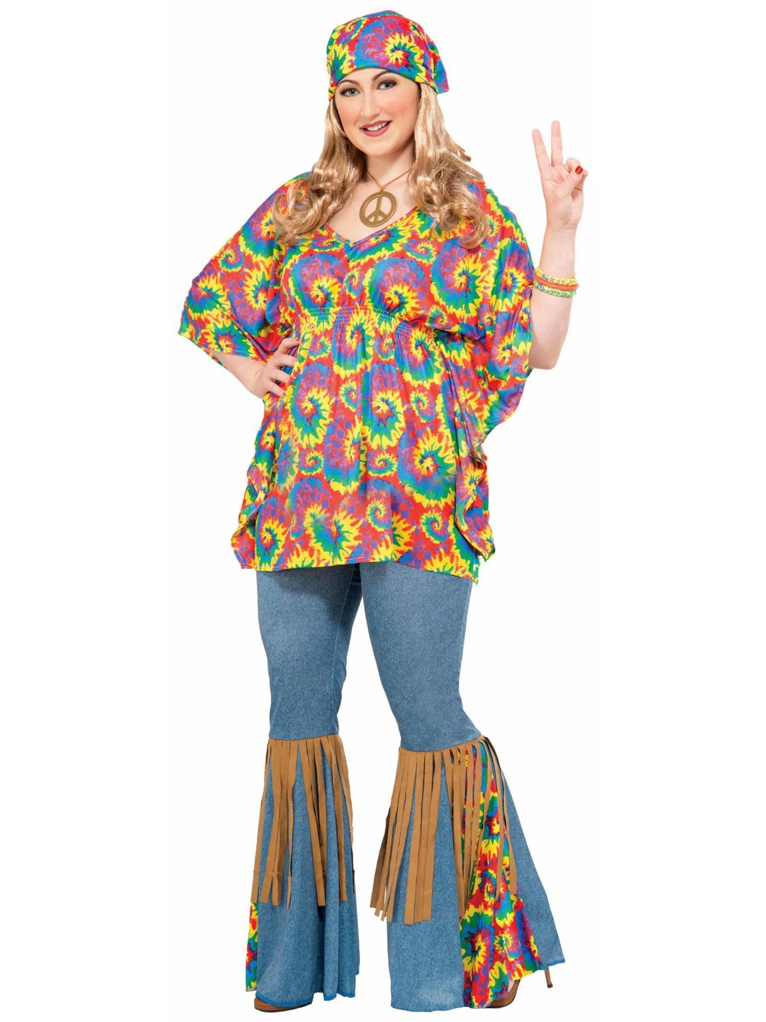 Hippie Chick Adult Plus Costume 1 Hippie Chick Adult Plus Costume