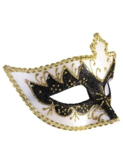 Adult White And Black Masquerade Eye Mask