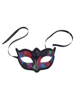Geometric Carnival Eye Mask With Ribbon Tie