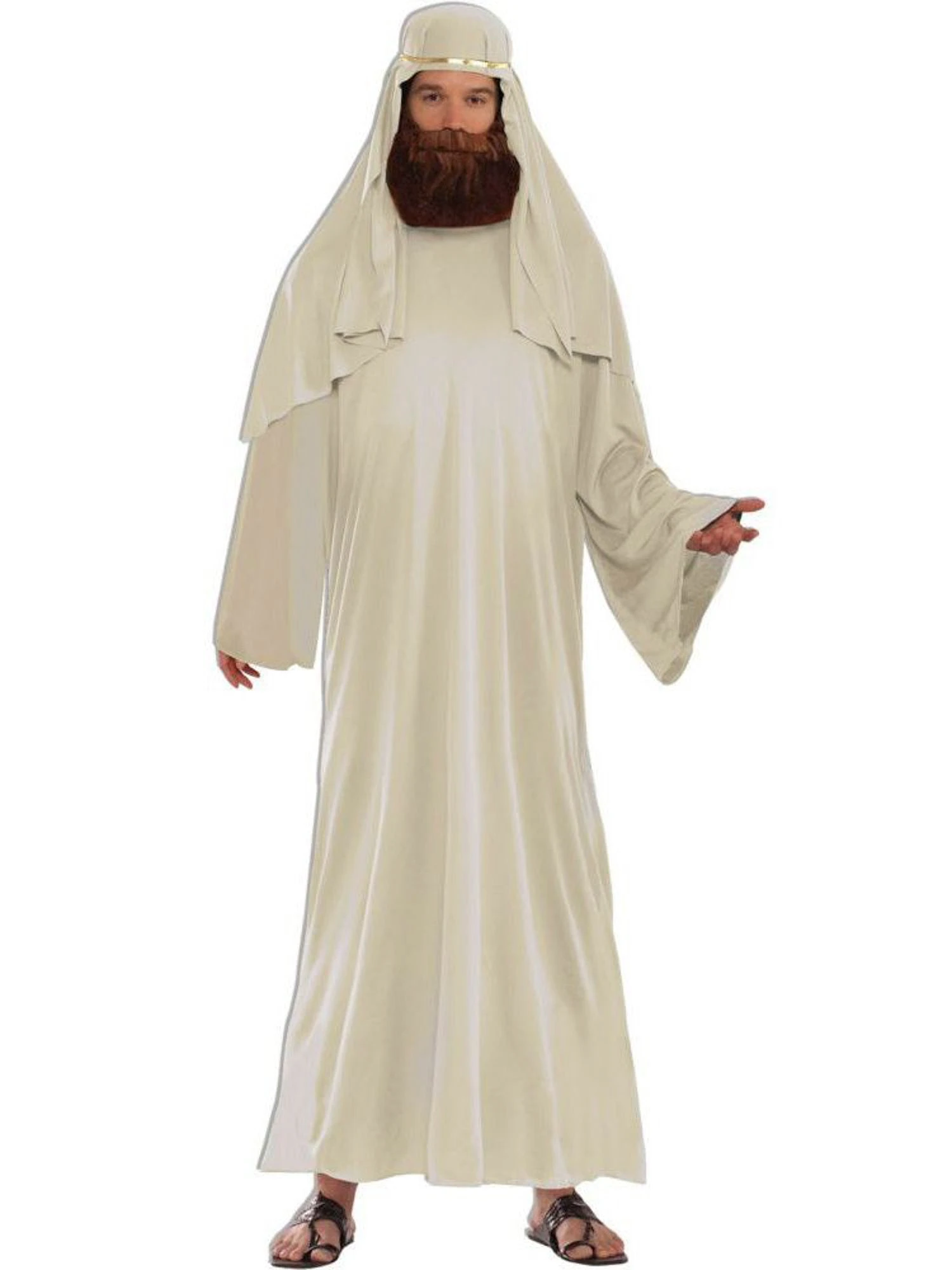 Men's Ivory Biblical Robe With Headdress Costume 1 Men's Ivory Biblical Robe With Headdress Costume