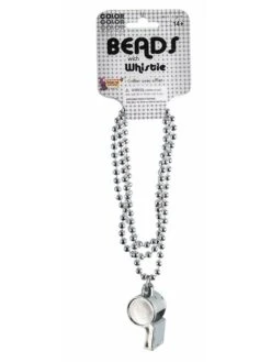 Adult Silver Bead Necklace With Whistle
