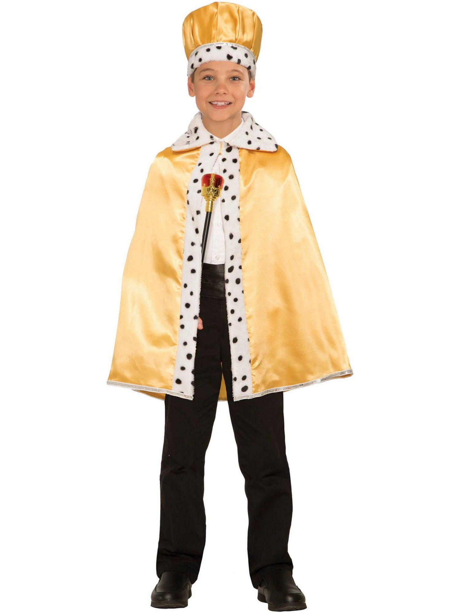 Kids' Gold Faux Fur Trimmed Cape 1 Kids' Gold Faux Fur Trimmed Cape