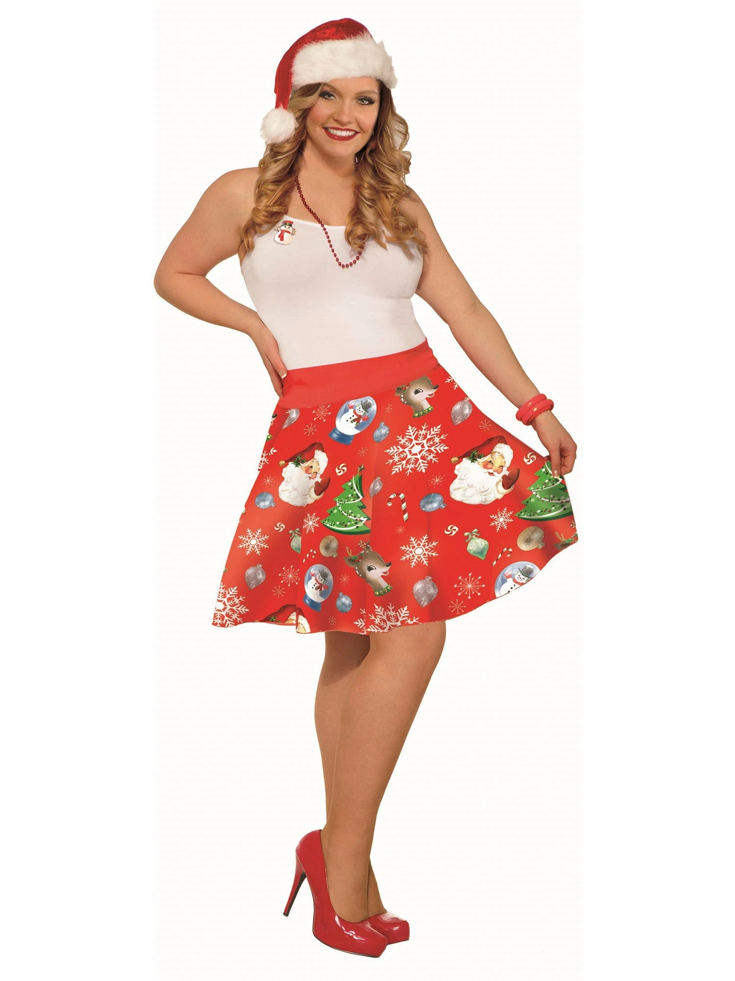 Women's Plus Size Red Christmas Skirt 1 Women's Plus Size Red Christmas Skirt