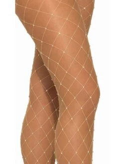 Adult Nude Large Loop Rhinestone Fishnet Stockings