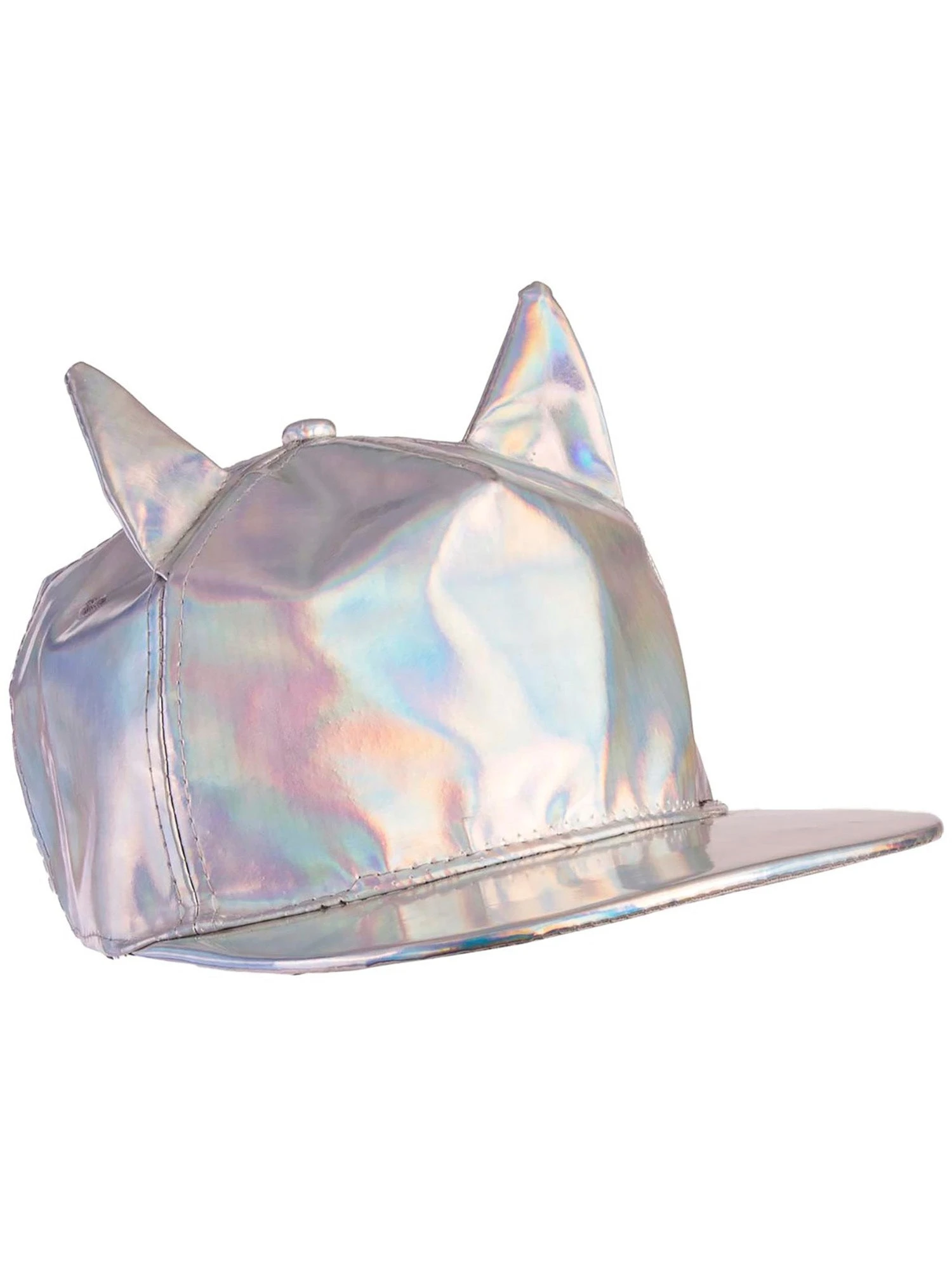 Kids' Silver Holographic Cap With Ears 1 Kids' Silver Holographic Cap With Ears