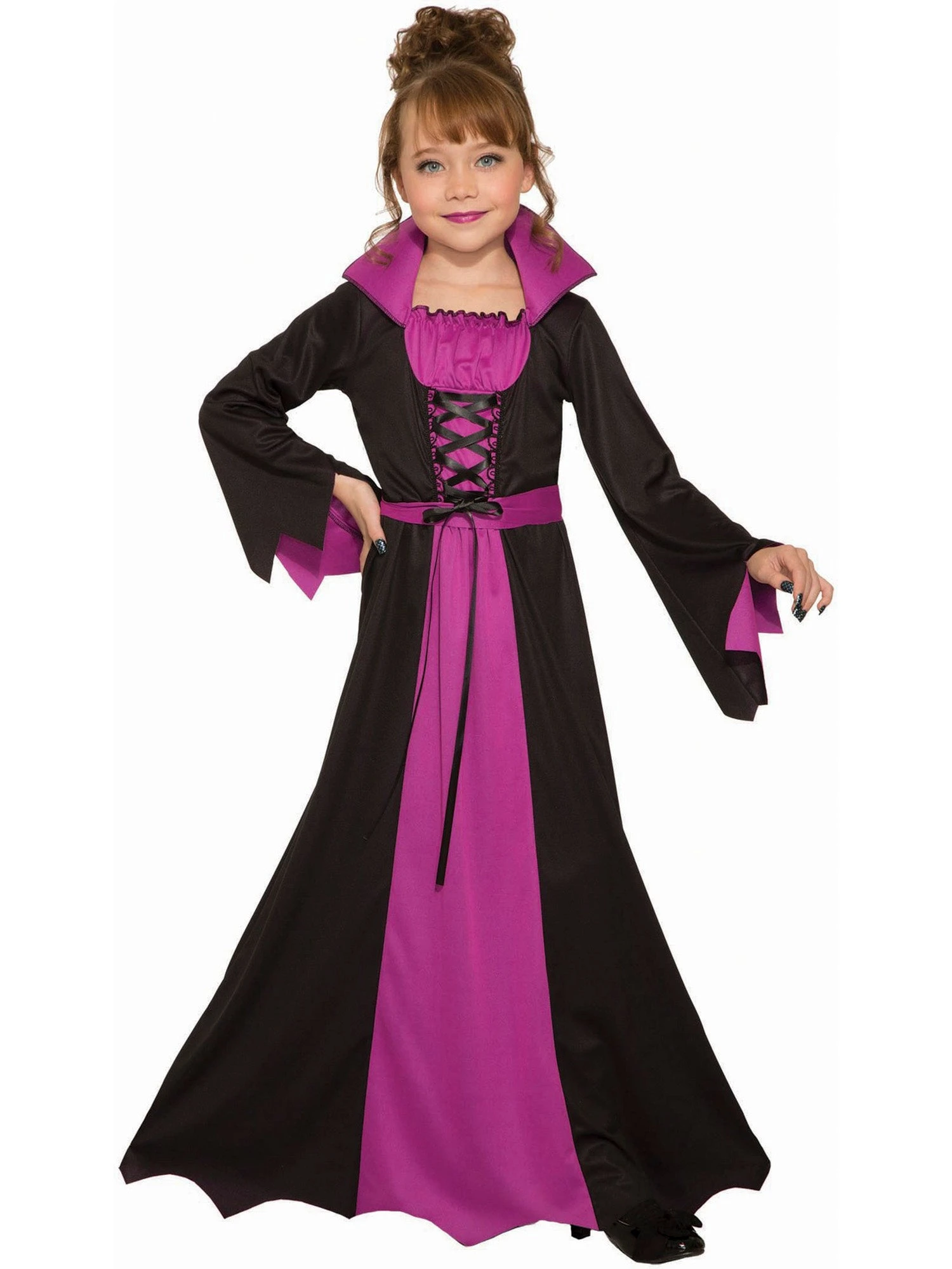 Girls' Pink And Black Sorceress Costume 1 Girls' Pink And Black Sorceress Costume