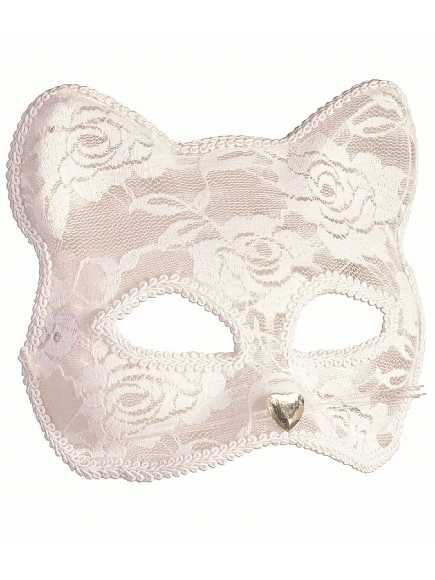 Adult White Lace Cat Half Mask 1 Adult White Lace Cat Half Mask
