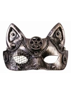 Silver Gears Cat Eye Steampunk Mask