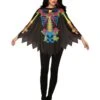 Women's Day Of The Dead Poncho Adult Costume