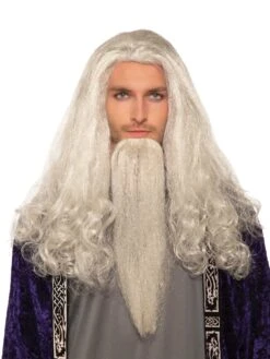 Wise Wizard Wig & Beard - White