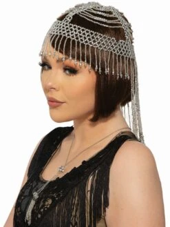 Roaring 20's Silver Beaded Headpiece