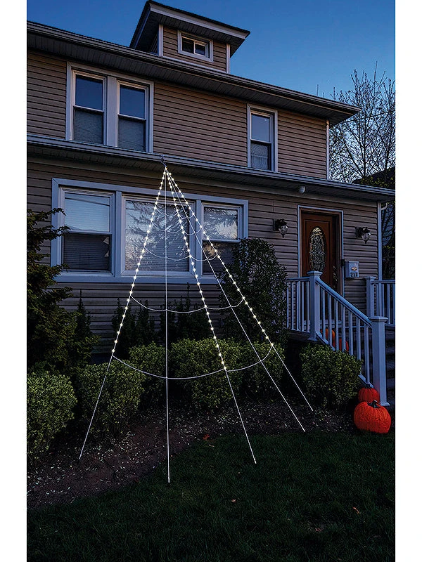 12 Foot White Light Up LED Spider Web Yard Decoration 1 12 Foot White Light Up LED Spider Web Yard Decoration