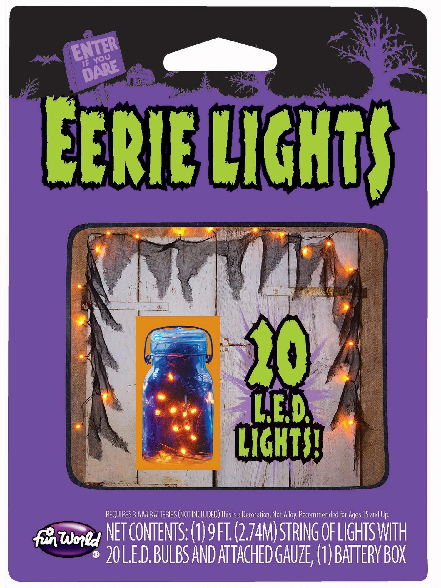 9 Foot Orange LED String Lights With Gauze 2 9 Foot Orange LED String Lights With Gauze - Image 2