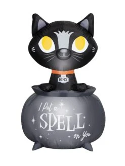 3.5 Foot Hocus Pocus Binx In Cauldron Light Up Halloween Inflatable Lawn Decoration
