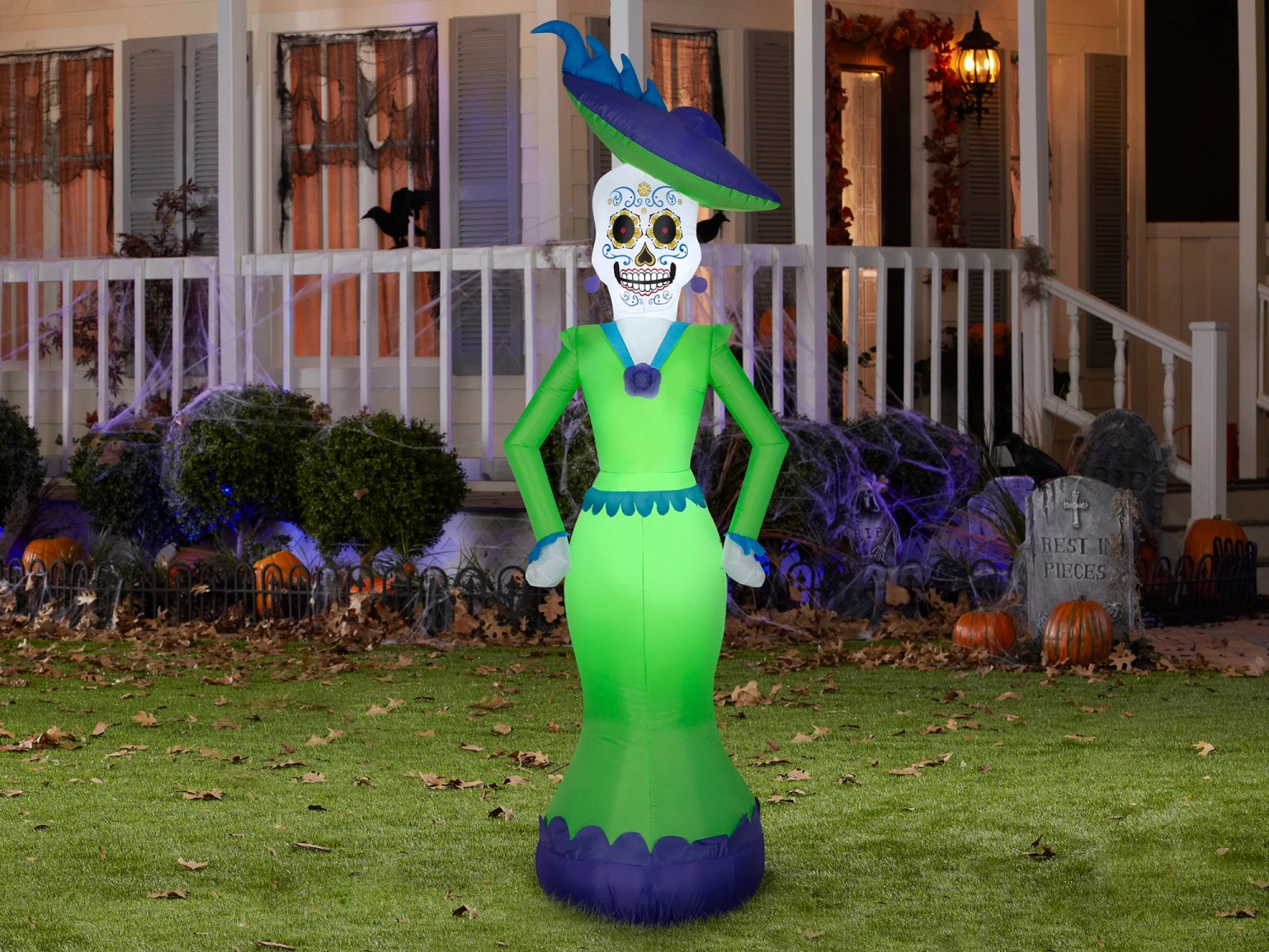 7 Foot Day Of The Dead Lady Light Up Halloween Inflatable Lawn Decoration 2 7 Foot Day Of The Dead Lady Light Up Halloween Inflatable Lawn Decoration - Image 2