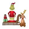 6 Foot Dr. Seuss The Grinch Sleigh Scene Light Up Christmas Inflatable Lawn Decoration
