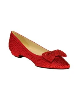 Dorothy Red Stone Flats With Bow