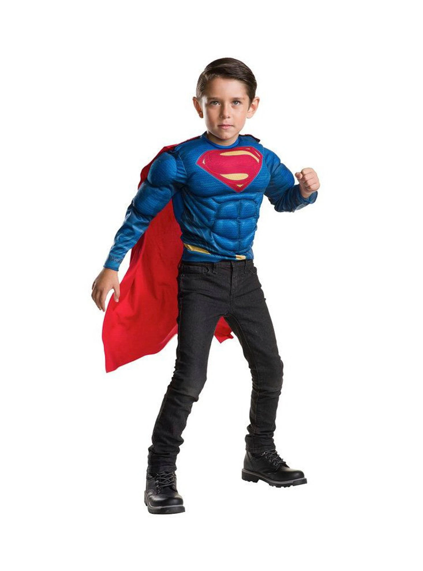 Superman Deluxe Muscle Chest Shirt And Cape Set For Kids 1 Superman Deluxe Muscle Chest Shirt And Cape Set For Kids