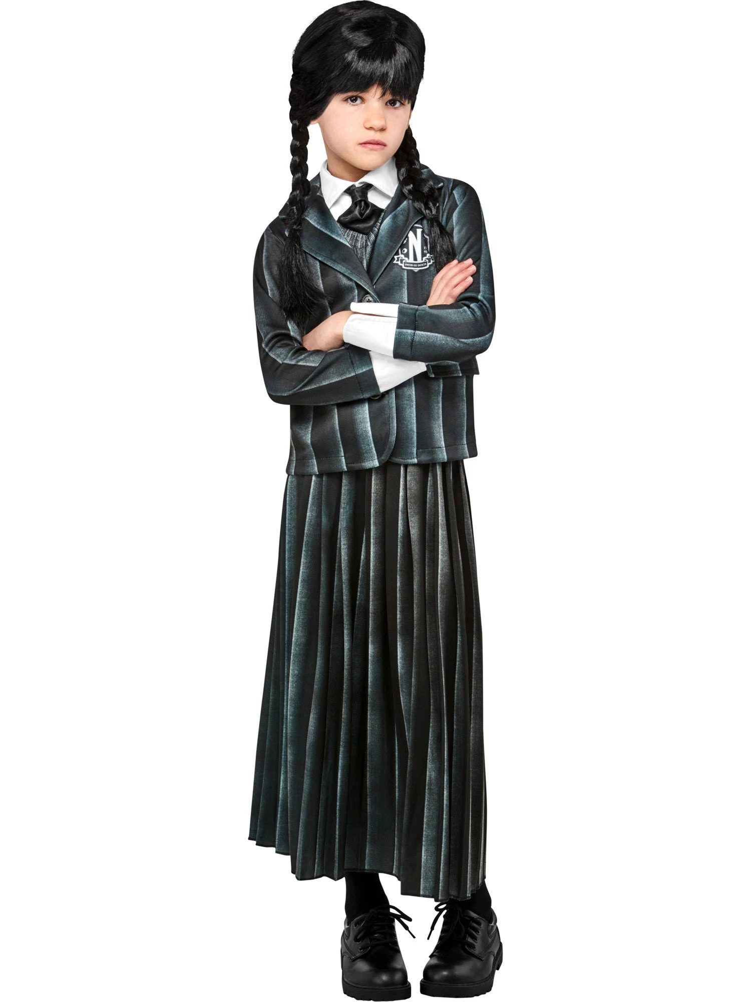 Girls' Wednesday Addams Nevermore Academy Black School Uniform Costume 1 Girls' Wednesday Addams Nevermore Academy Black School Uniform Costume