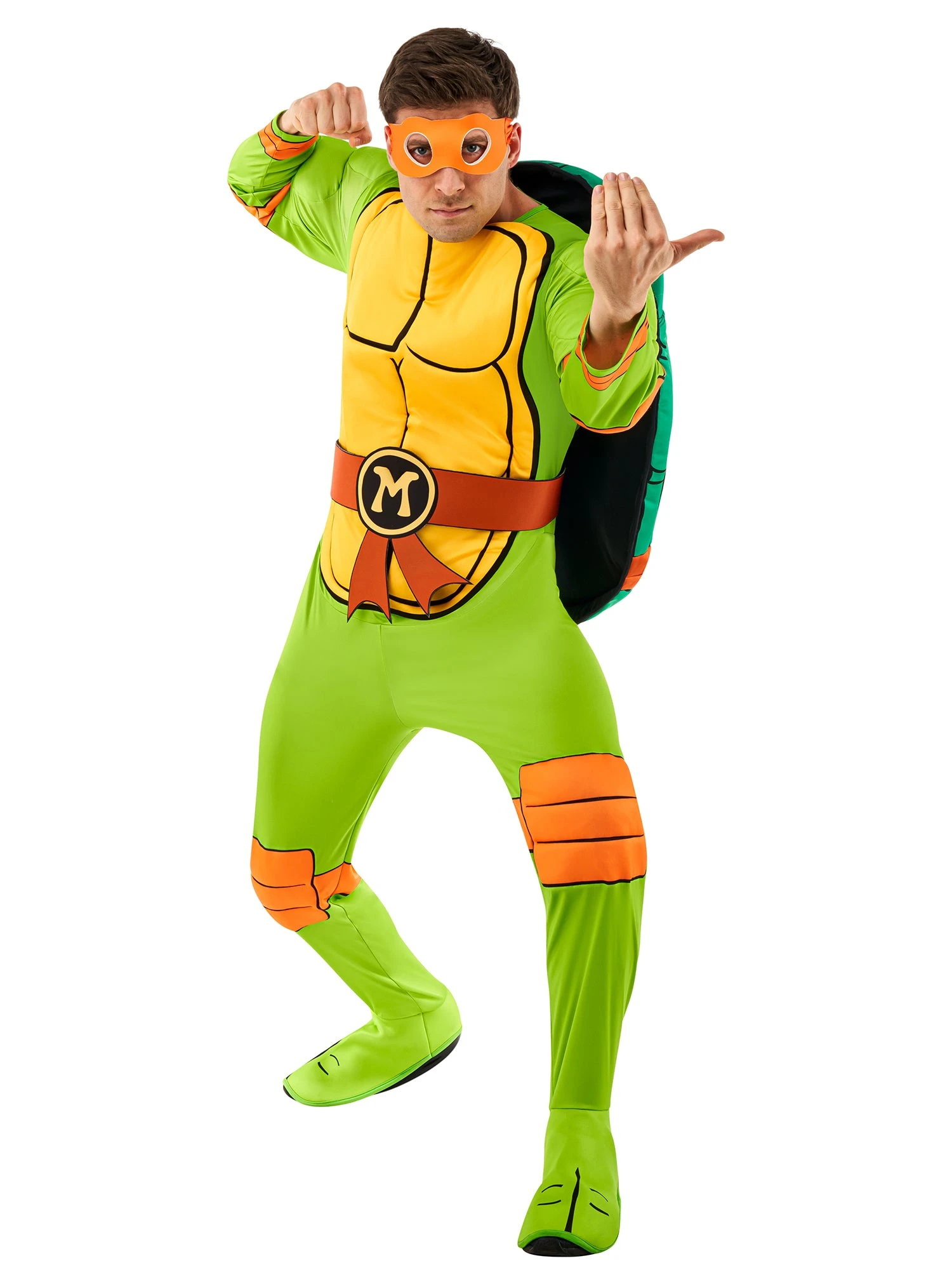 Men's Retro Teenage Mutant Ninja Turtles Michelangelo Padded Jumpsuit Costume - Deluxe 1 Men's Retro Teenage Mutant Ninja Turtles Michelangelo Padded Jumpsuit Costume - Deluxe