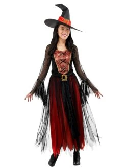 Women's Black And Orange Enchanted Witch Costume
