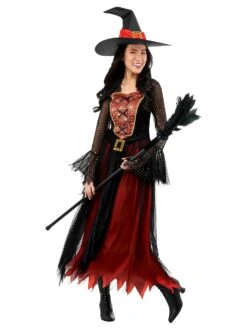 Women's Black And Orange Enchanted Witch Costume -Costume Supercenter Store r1000346 v2 4