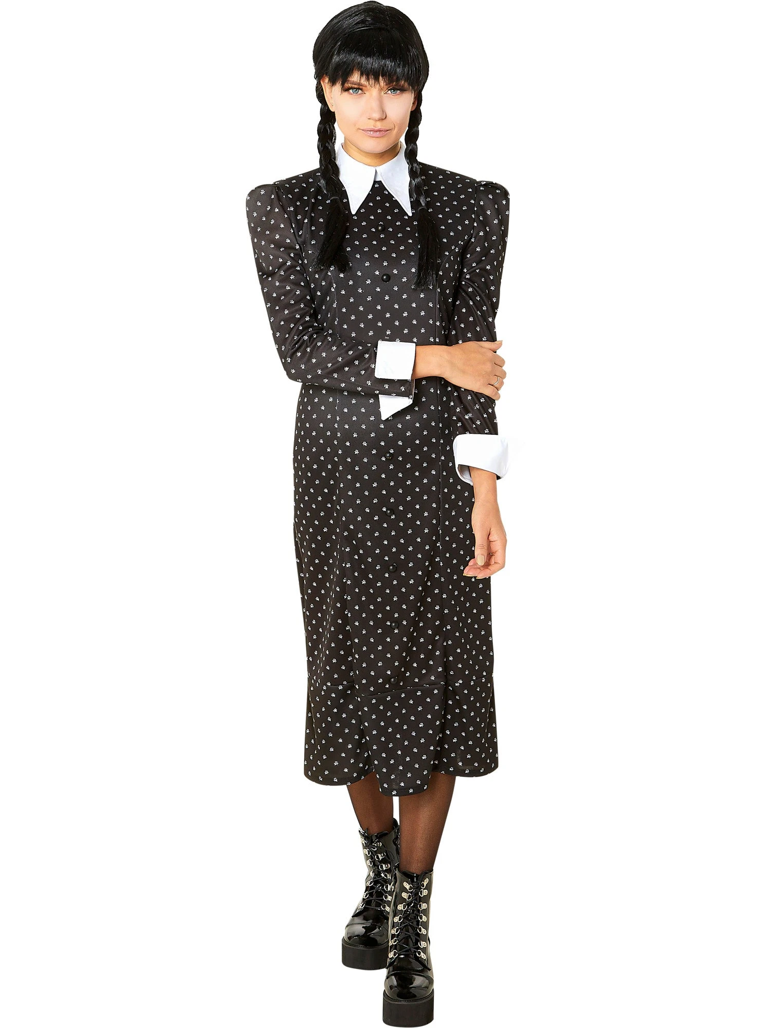 Women's Polka Dot Wednesday Addams Dress 1 Women's Polka Dot Wednesday Addams Dress