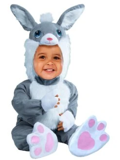 Gray Fluffy Bunny Costume For Babies And Toddlers