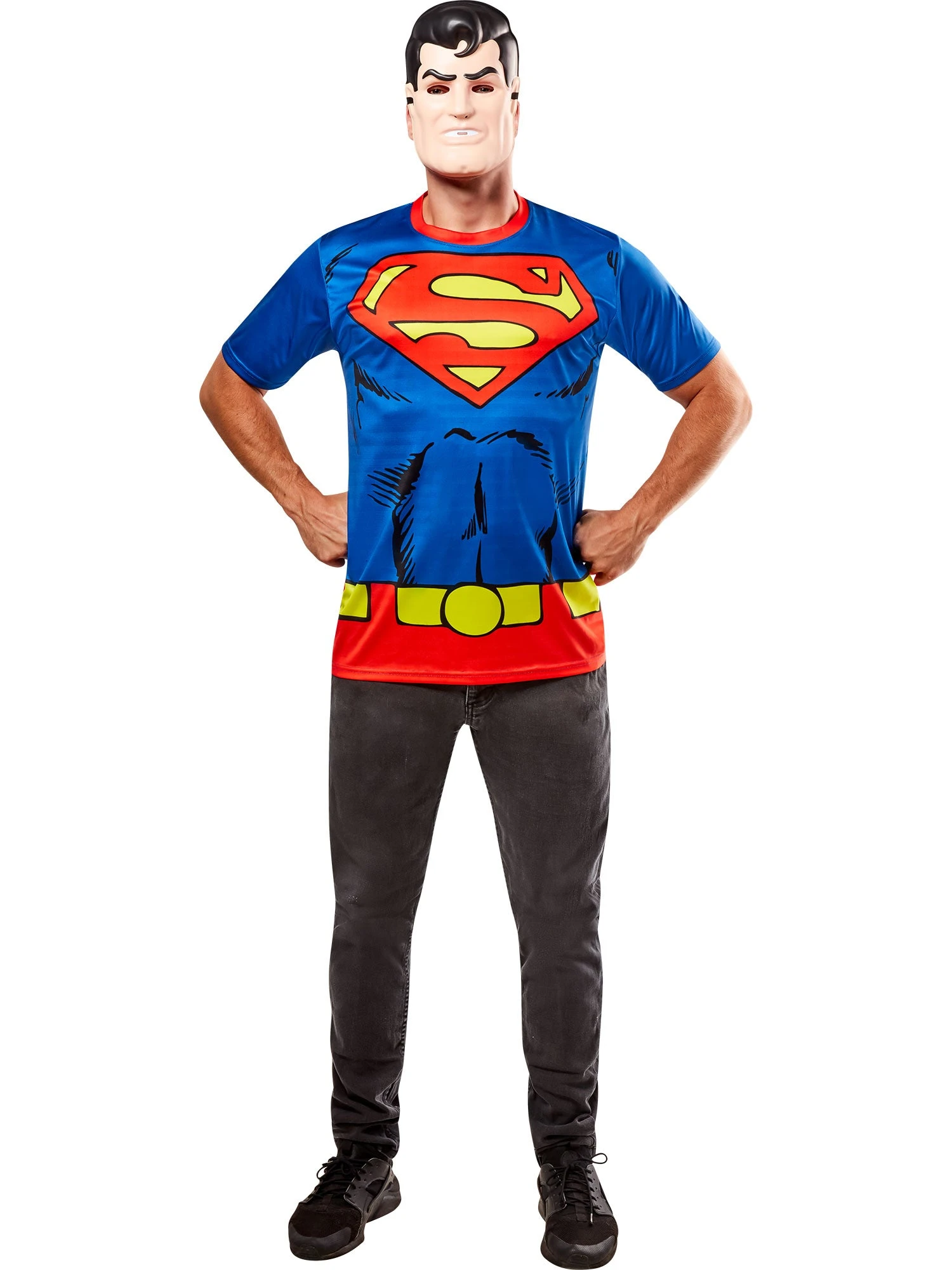 Men's DC Comics Ben Cooper Superman T-Shirt And Half Mask 1 Men's DC Comics Ben Cooper Superman T-Shirt And Half Mask