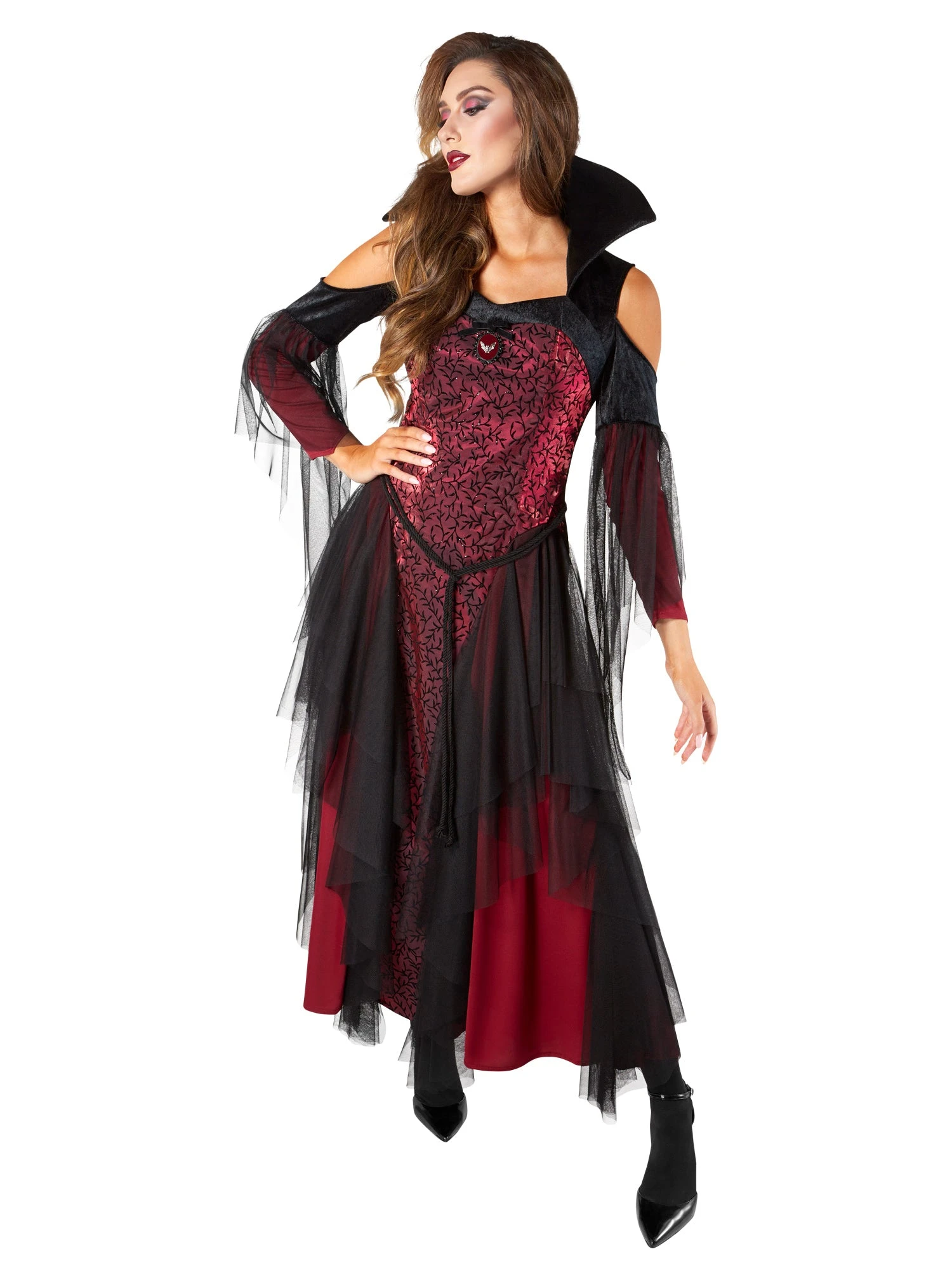 Women's Red Vintage Vampiress Costume 2 Women's Red Vintage Vampiress Costume - Image 2