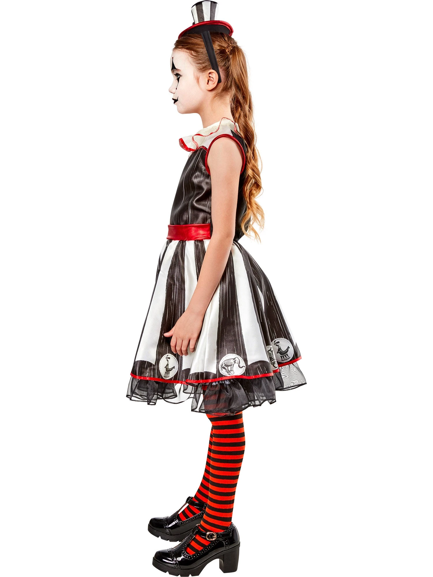 Girls' Vintage Silly Stripe Circus Clown Costume 2 Girls' Vintage Silly Stripe Circus Clown Costume - Image 2