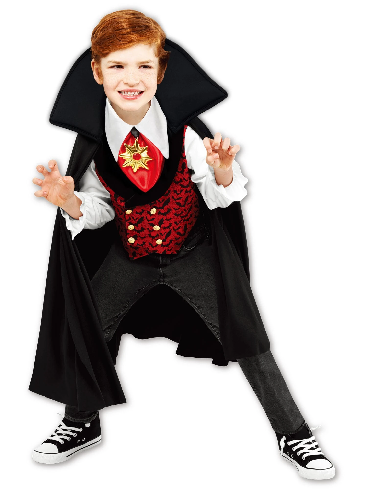 Boys' Vintage Vampire Costume With Light Up Necklace 1 Boys' Vintage Vampire Costume With Light Up Necklace