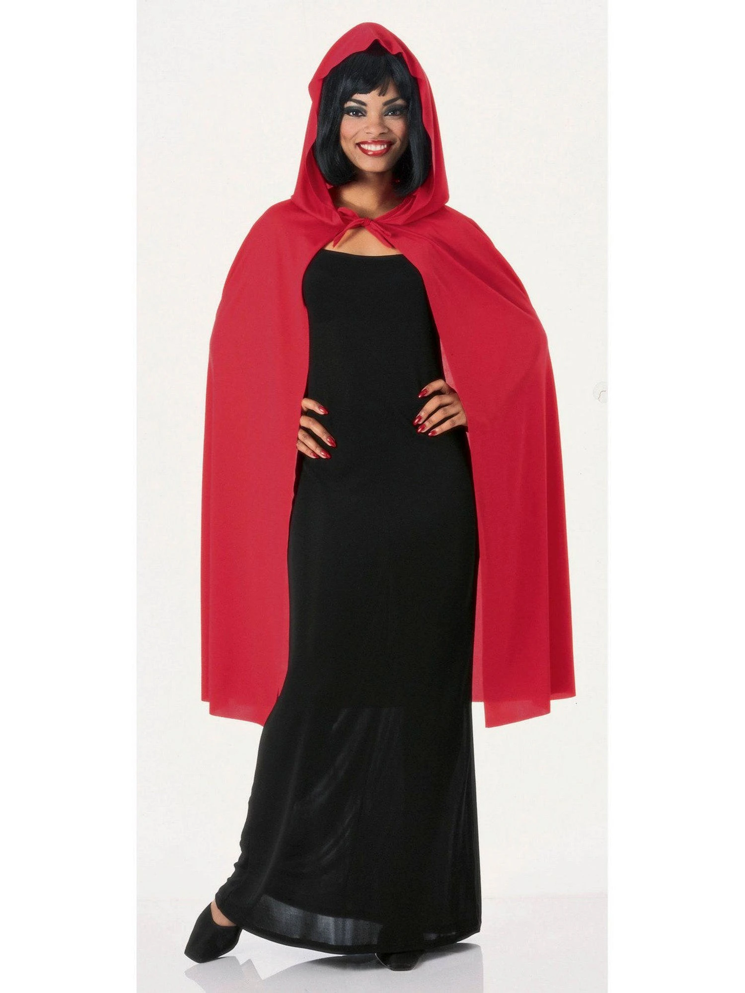 Adult Short Red Hooded Cape 1 Adult Short Red Hooded Cape